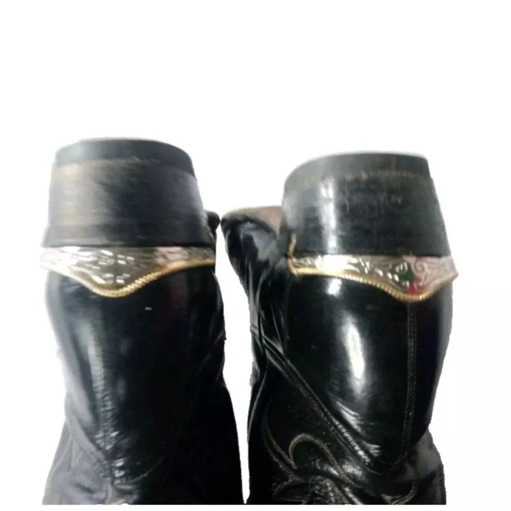 Cazador Black EEL Skin Leather Western Boots Sz 10 D Toe Tips  & Heel Guards